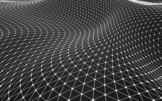 Abstract polygonal space low poly dark background with connecting dots and lines. Connection structure. 3d rendering