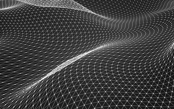 Abstract polygonal space low poly dark background with connecting dots and lines. Connection structure. 3d rendering