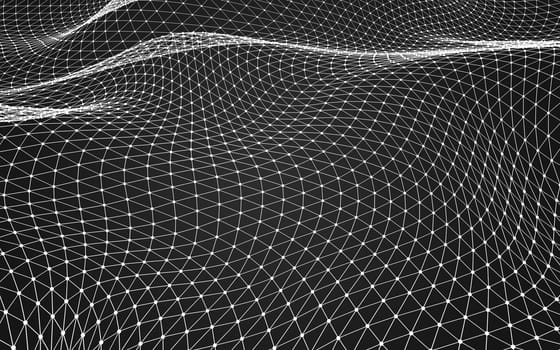 Abstract polygonal space low poly dark background with connecting dots and lines. Connection structure. 3d rendering