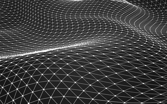 Abstract polygonal space low poly dark background with connecting dots and lines. Connection structure. 3d rendering