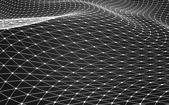 Abstract polygonal space low poly dark background with connecting dots and lines. Connection structure. 3d rendering