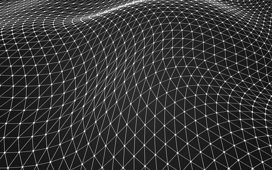 Abstract polygonal space low poly dark background with connecting dots and lines. Connection structure. 3d rendering