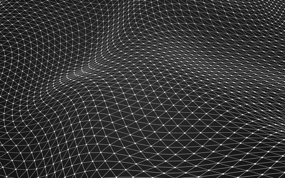 Abstract polygonal space low poly dark background with connecting dots and lines. Connection structure. 3d rendering