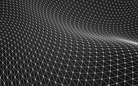 Abstract polygonal space low poly dark background with connecting dots and lines. Connection structure. 3d rendering