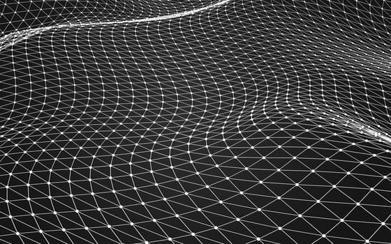 Abstract polygonal space low poly dark background with connecting dots and lines. Connection structure. 3d rendering