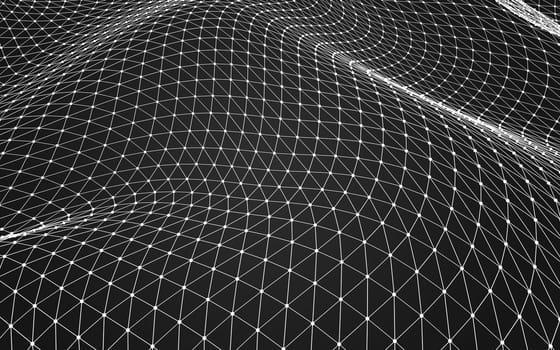 Abstract polygonal space low poly dark background with connecting dots and lines. Connection structure. 3d rendering