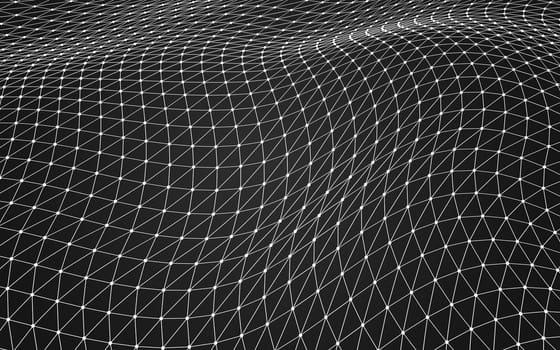 Abstract polygonal space low poly dark background with connecting dots and lines. Connection structure. 3d rendering