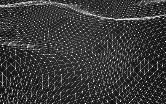 Abstract polygonal space low poly dark background with connecting dots and lines. Connection structure. 3d rendering