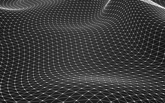 Abstract polygonal space low poly dark background with connecting dots and lines. Connection structure. 3d rendering