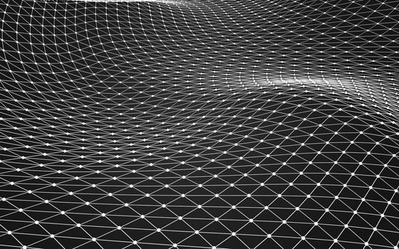 Abstract polygonal space low poly dark background with connecting dots and lines. Connection structure. 3d rendering