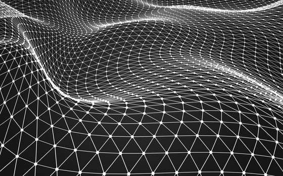 Abstract polygonal space low poly dark background with connecting dots and lines. Connection structure. 3d rendering