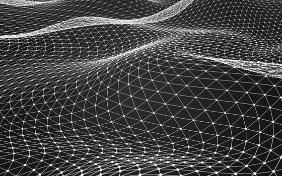 Abstract polygonal space low poly dark background with connecting dots and lines. Connection structure. 3d rendering