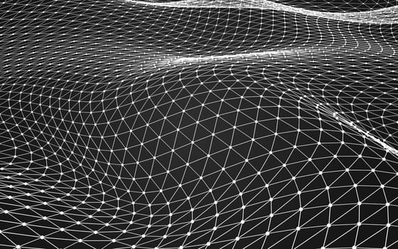 Abstract polygonal space low poly dark background with connecting dots and lines. Connection structure. 3d rendering