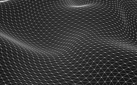 Abstract polygonal space low poly dark background with connecting dots and lines. Connection structure. 3d rendering