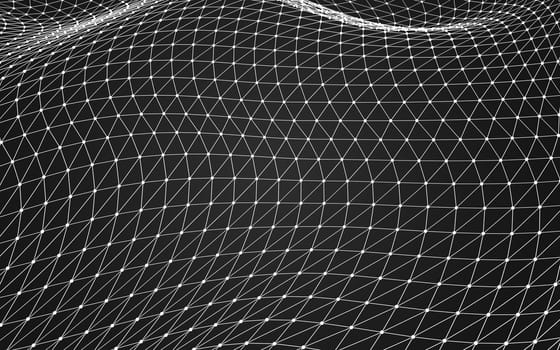 Abstract polygonal space low poly dark background with connecting dots and lines. Connection structure. 3d rendering