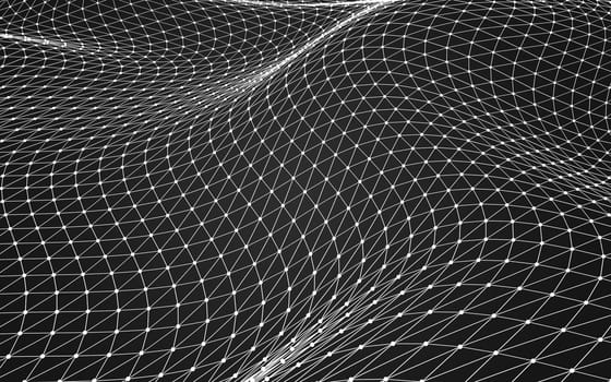 Abstract polygonal space low poly dark background with connecting dots and lines. Connection structure. 3d rendering