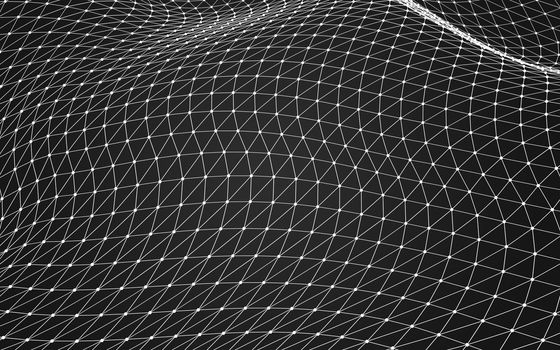 Abstract polygonal space low poly dark background with connecting dots and lines. Connection structure. 3d rendering