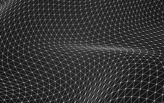 Abstract polygonal space low poly dark background with connecting dots and lines. Connection structure. 3d rendering