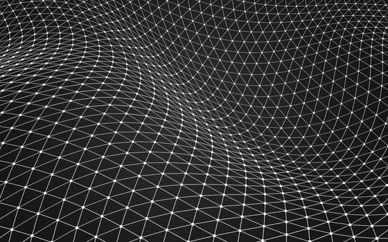 Abstract polygonal space low poly dark background with connecting dots and lines. Connection structure. 3d rendering