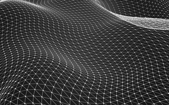 Abstract polygonal space low poly dark background with connecting dots and lines. Connection structure. 3d rendering