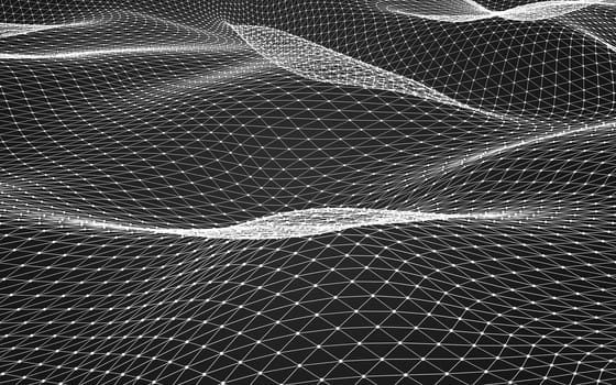 Abstract polygonal space low poly dark background with connecting dots and lines. Connection structure. 3d rendering