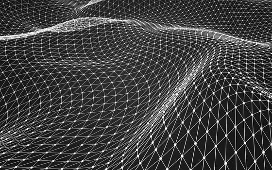 Abstract polygonal space low poly dark background with connecting dots and lines. Connection structure. 3d rendering