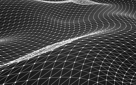 Abstract polygonal space low poly dark background with connecting dots and lines. Connection structure. 3d rendering