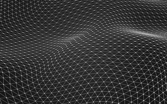 Abstract polygonal space low poly dark background with connecting dots and lines. Connection structure. 3d rendering