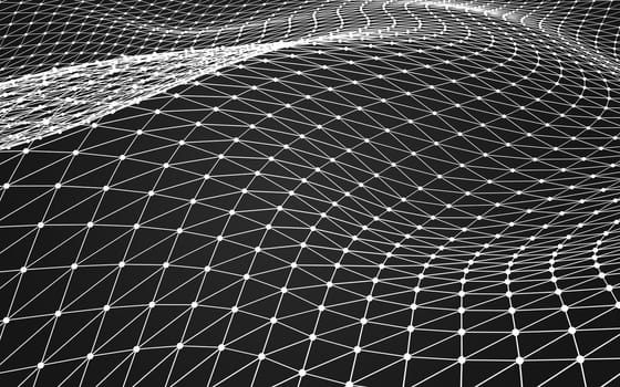 Abstract polygonal space low poly dark background with connecting dots and lines. Connection structure. 3d rendering