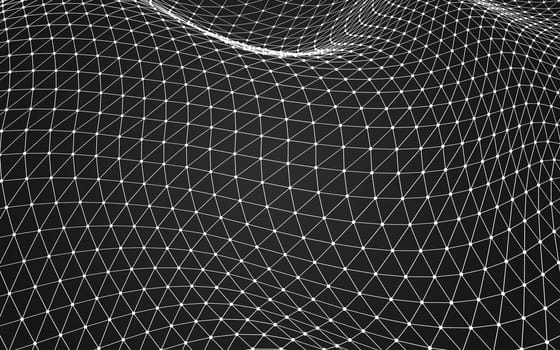 Abstract polygonal space low poly dark background with connecting dots and lines. Connection structure. 3d rendering