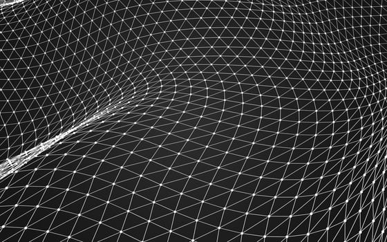 Abstract polygonal space low poly dark background with connecting dots and lines. Connection structure. 3d rendering