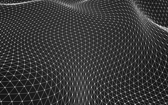 Abstract polygonal space low poly dark background with connecting dots and lines. Connection structure. 3d rendering