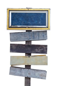 Old colourful wood signs on white background