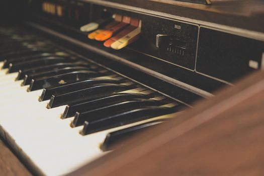 close up image of antique reed organ