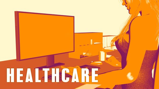  Healthcare Concept Course with Woman Looking at Computer
