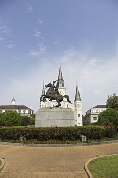 St. Louis Cathedral and statue of Andrew Jackson, located in Jackson Square in French Quarter of New Orleans, Louisiana, United States of America.
Photo taken on: April 25th, 2015


