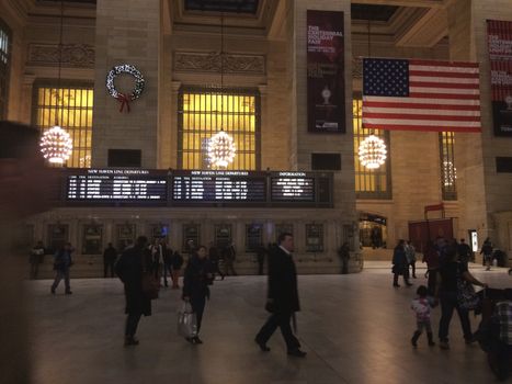 Inside busy Grand Central Station, NYC, USA.