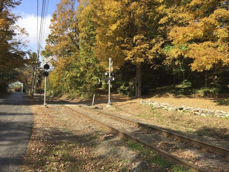 Train tracks in the country town.