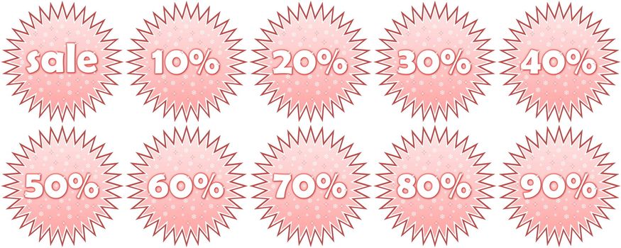 Set of winter sale and percentage discounts icons in white background