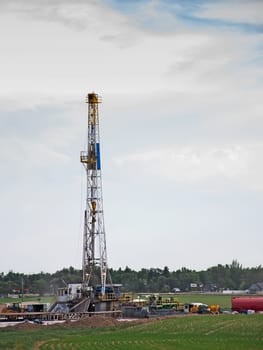 Drilling rig in central Colorado doing exploration work for natural gas.