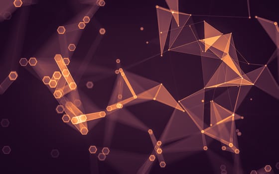 Abstract polygonal space low poly dark background with connecting dots and lines. Connection structure. 3d rendering