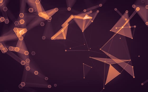 Abstract polygonal space low poly dark background with connecting dots and lines. Connection structure. 3d rendering