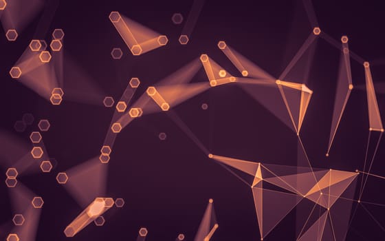 Abstract polygonal space low poly dark background with connecting dots and lines. Connection structure. 3d rendering