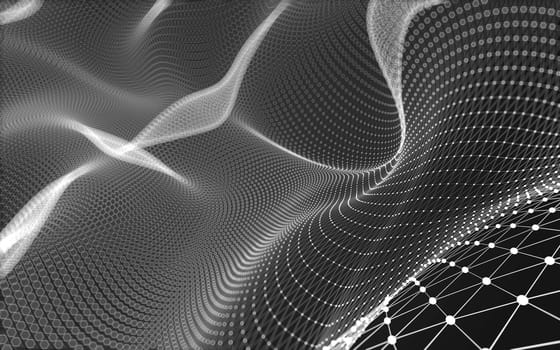 Abstract polygonal space low poly dark background with connecting dots and lines. Connection structure. 3d rendering