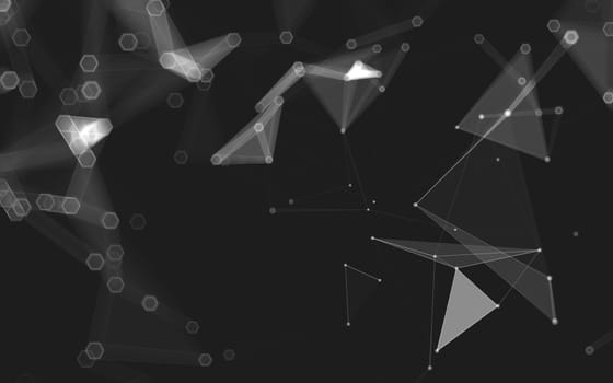 Abstract polygonal space low poly dark background with connecting dots and lines. Connection structure. 3d rendering