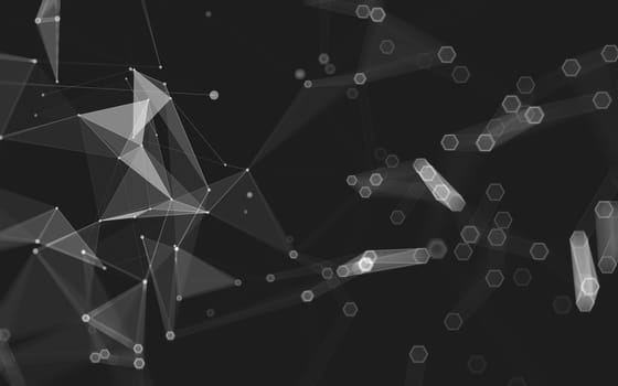 Abstract polygonal space low poly dark background with connecting dots and lines. Connection structure. 3d rendering