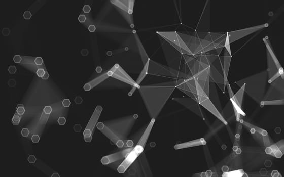 Abstract polygonal space low poly dark background with connecting dots and lines. Connection structure. 3d rendering