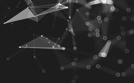 Abstract polygonal space low poly dark background with connecting dots and lines. Connection structure. 3d rendering