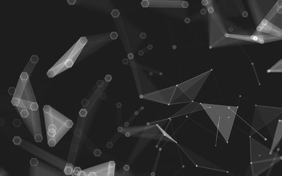 Abstract polygonal space low poly dark background with connecting dots and lines. Connection structure. 3d rendering