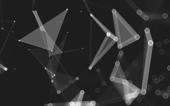 Abstract polygonal space low poly dark background with connecting dots and lines. Connection structure. 3d rendering